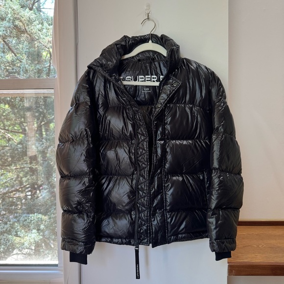 Aritzia TNA The Super Puff Puffer Jacket Hi Gloss Shiny Quilted Black 3XS - Picture 3 of 17